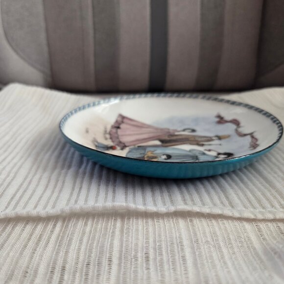 VTG Steinbock Enamel Over Metal Plate Trinket Dish Hand Painted Austria 5.75" - Picture 3 of 6